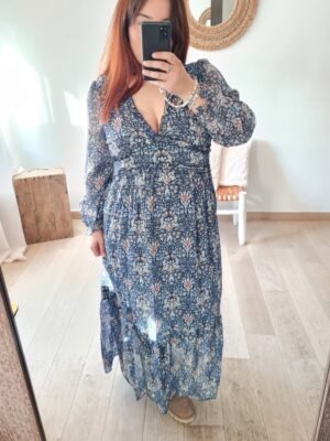 robe longue bleu grande taille femme curvy by romy