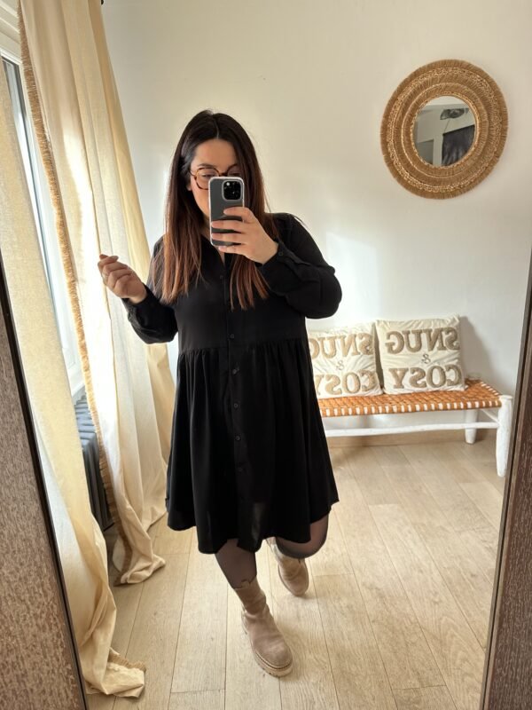 robe fluide chemise noir grande taille femme curvy by Romy