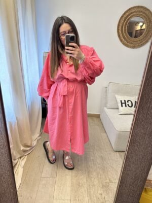 robe chemise longue rose grande taille femme curvy by romy