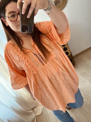 blouse broderie grande taille orange curvy by romy