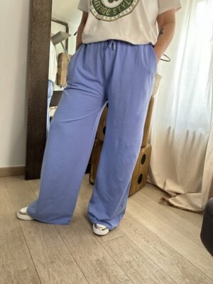 pantalon large bleu clair grande taille femme curvy by romy