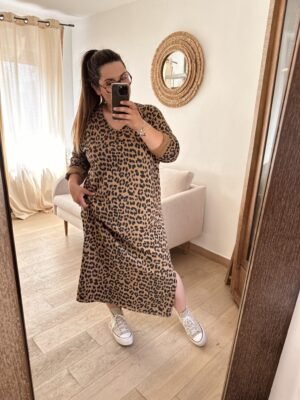 robe sweat leopard grande taille femme curvy by romy