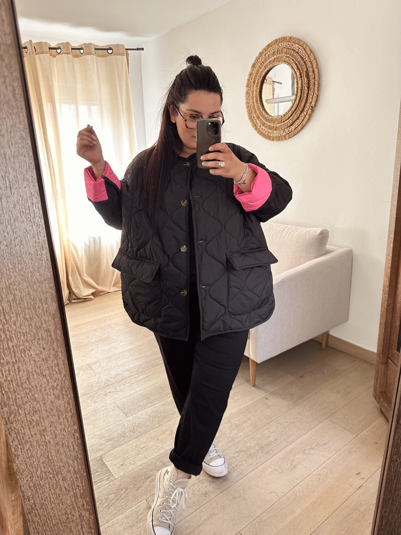 veste matelassée oversize noir grande taille femme curvy by romy