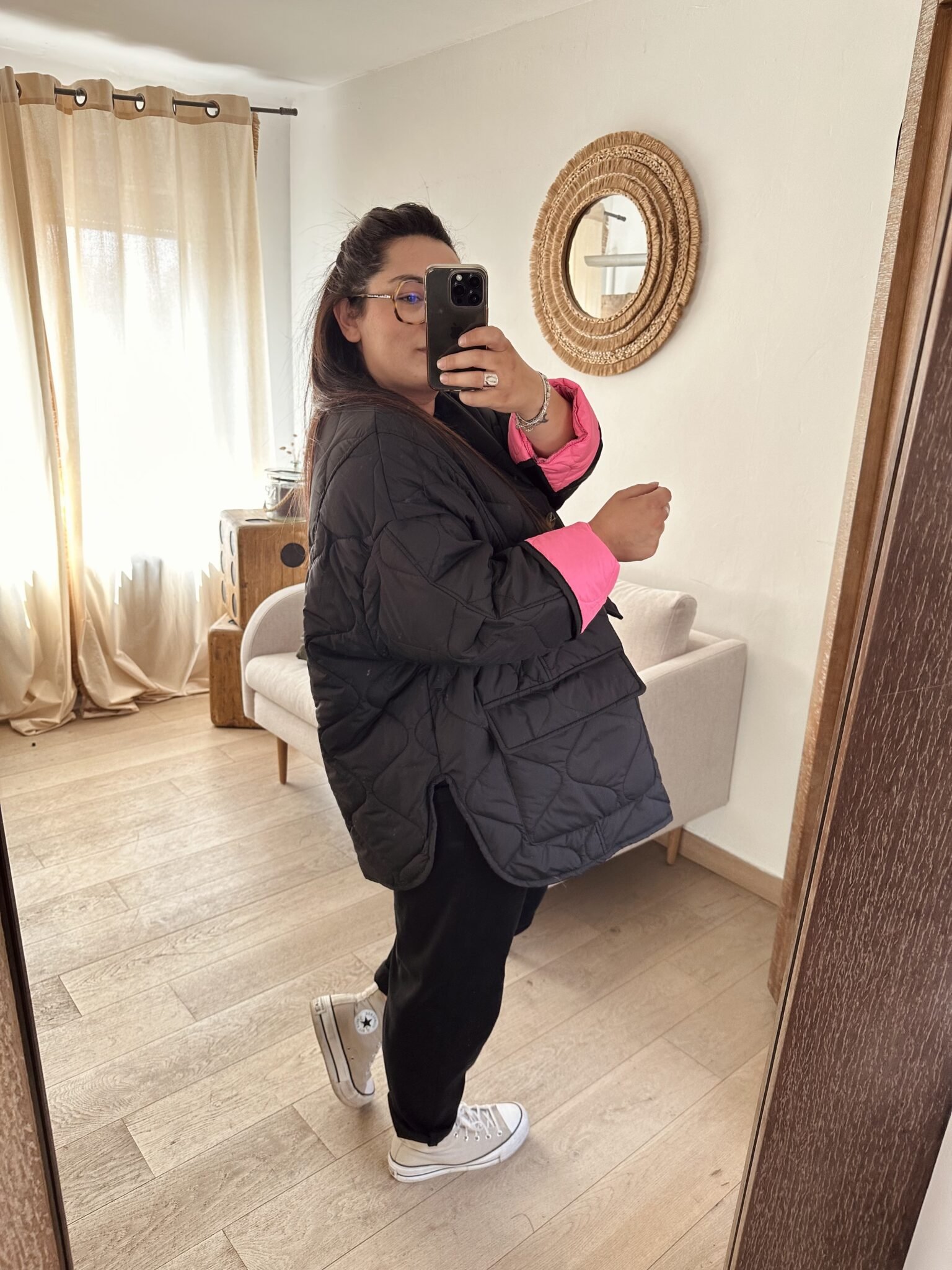 veste matelassée oversize noir grande taille femme curvy by romy