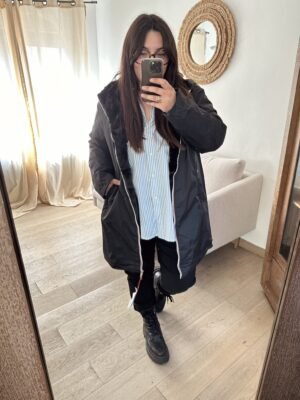 parka reversible fourrée noir grande taille femme curvy by romy