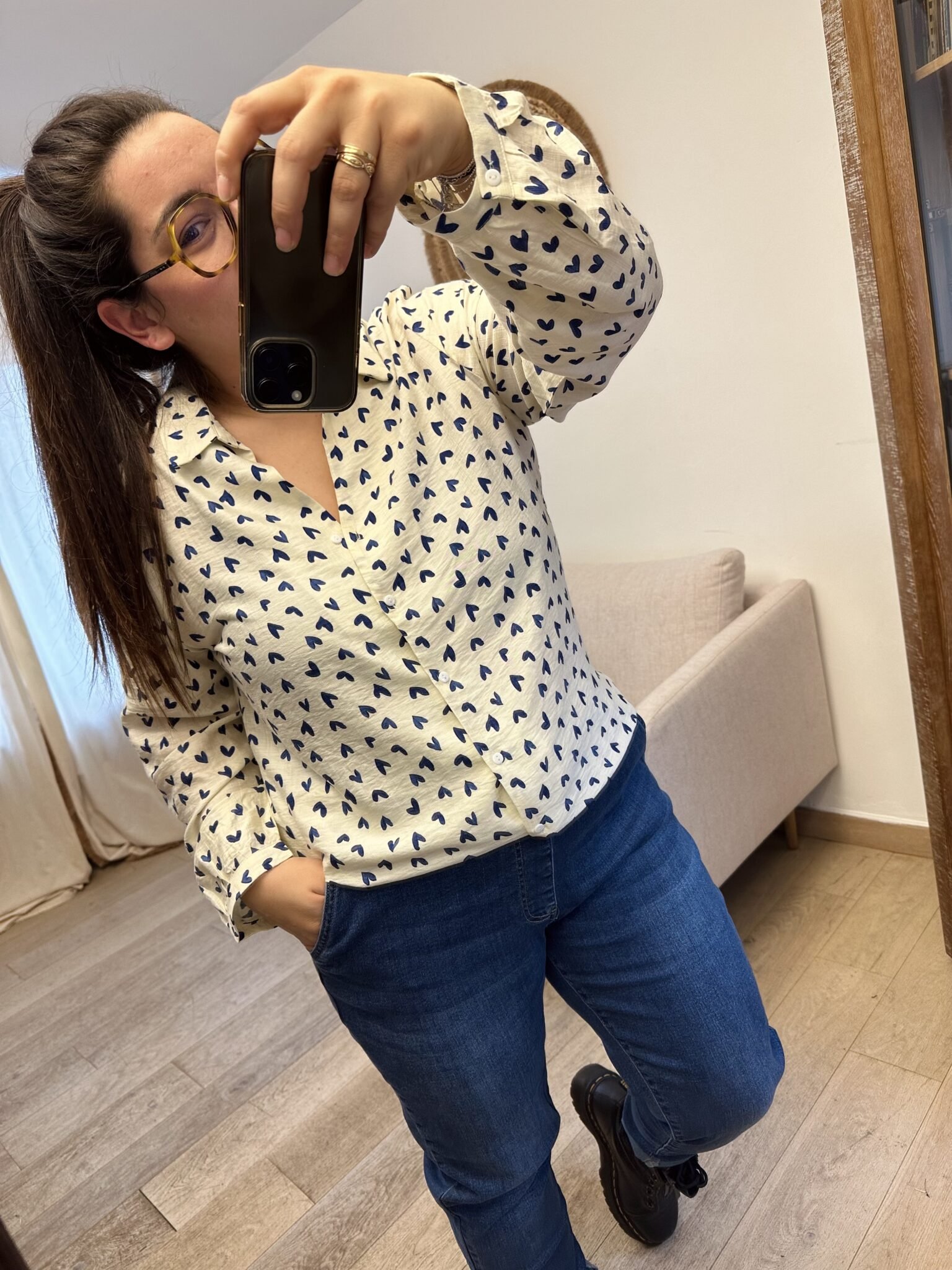 chemise coeurs bleu grande taille femme curvy by romy