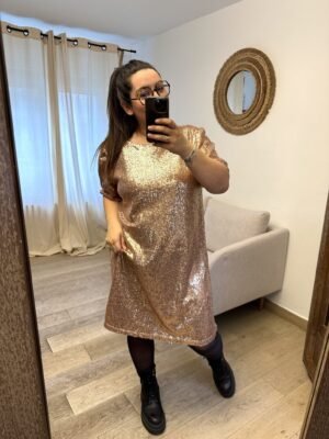 robe à sequins rose gold grande taille femme curvy by romy