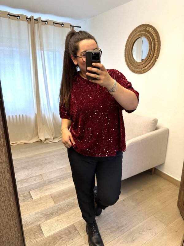 top a sequins bordeaux grande taille femme curvy by romy