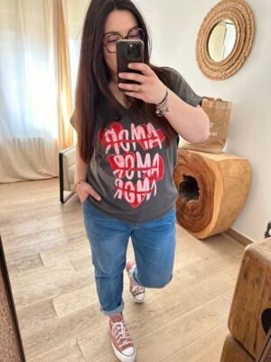 t shirt amor gris grande taille femme curvy by romy