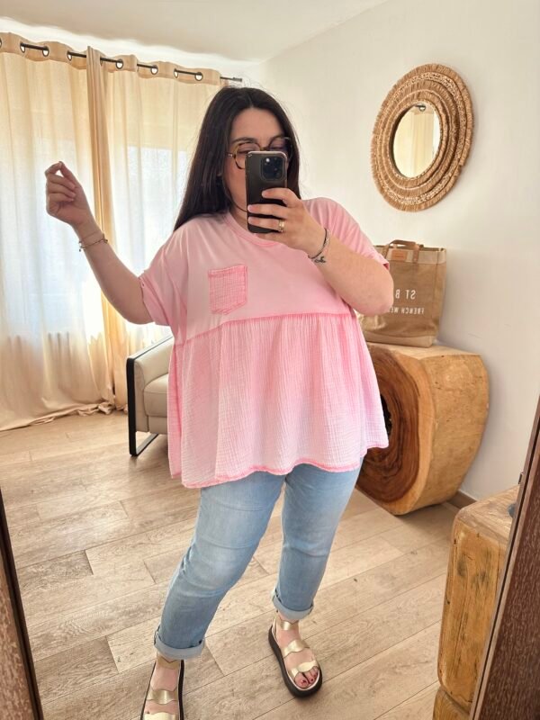 blouse relie rose curvy by romy