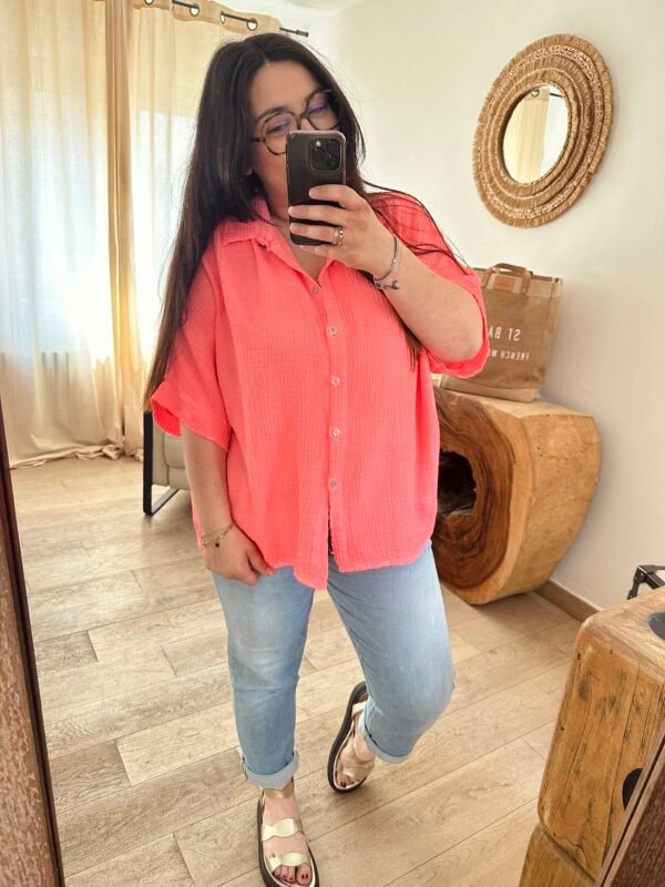 chemise corail gaze de coton grande taille femme curvy by romy
