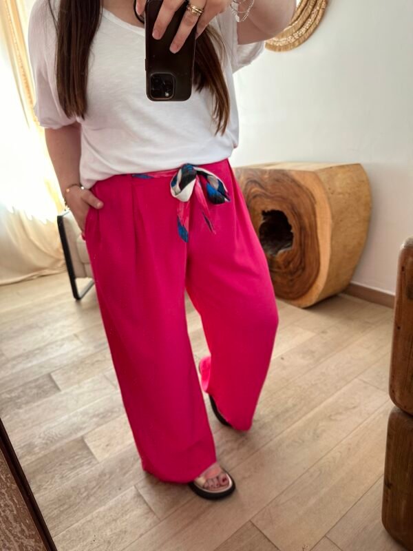 pantalon large fluide fuchsia grande taille femme curvy by rom y