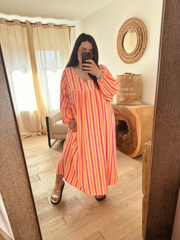 robe en gaze de coton a rayures grande taille femme curvy by rom y