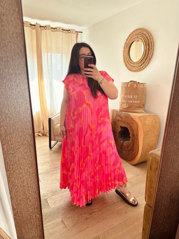 robe plissée rose grande taille femme curvy by romy