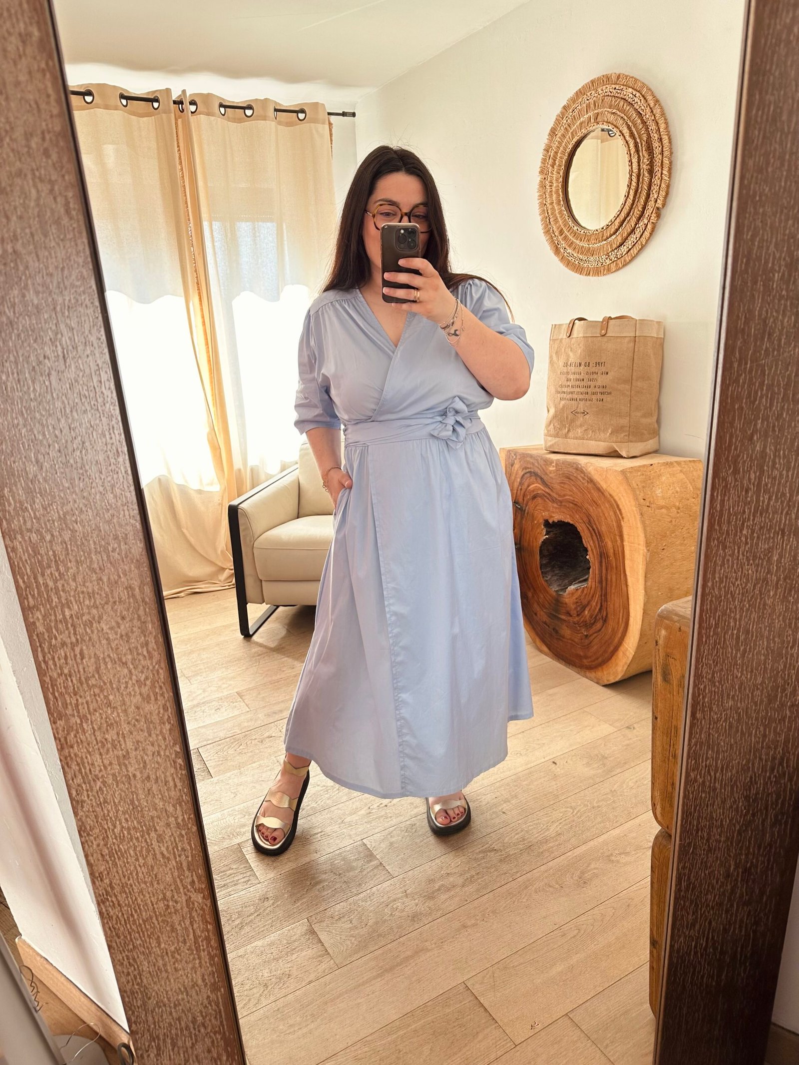 robe portefeuille bleu grande taille femme curvy by romy