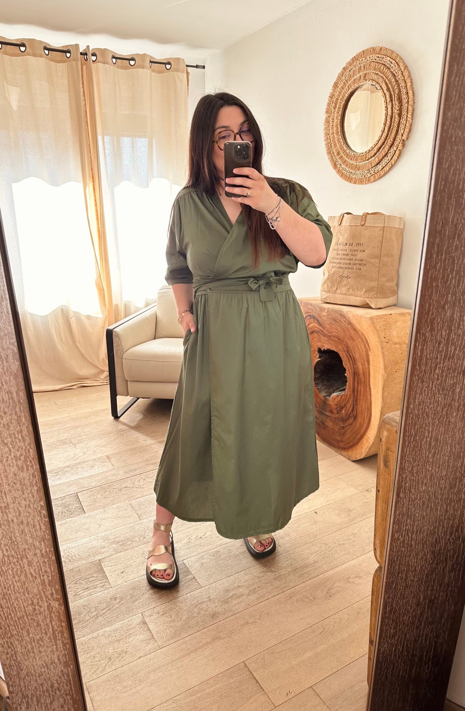 robe portefeuille kaki grande taille femme curvy by romy