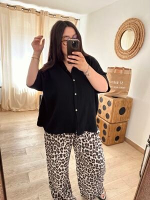chemisette gaze de coton noir grande taille femme curvy by romy