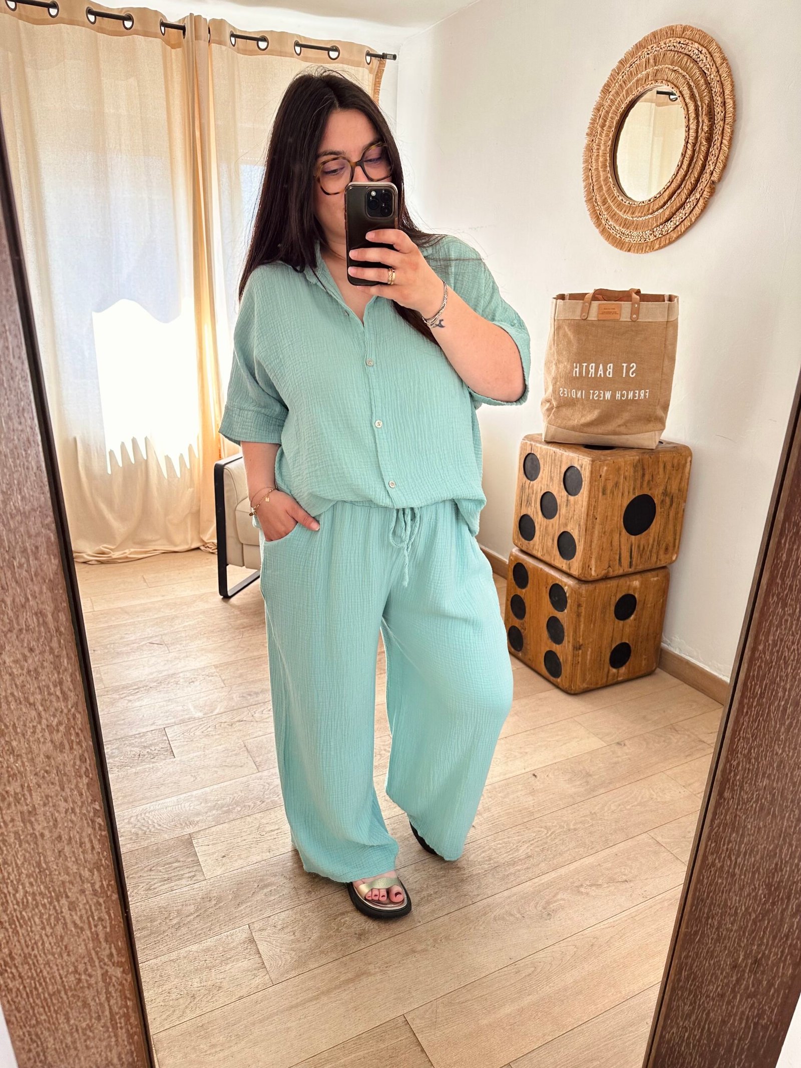 chemise gaze de coton vert d eau curvy by romy