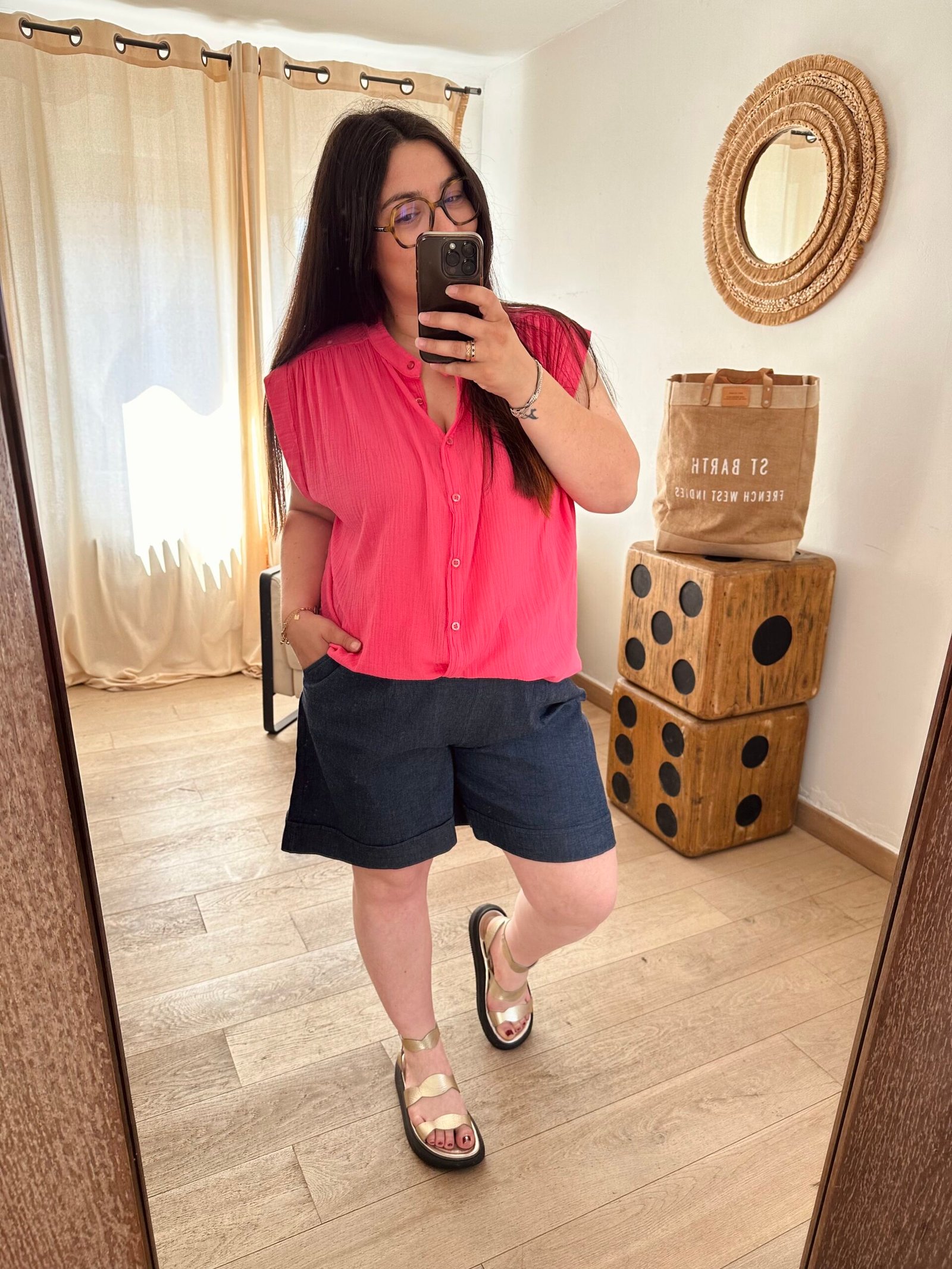 blouse gaze de coton rose grande taille femme curvy by romy