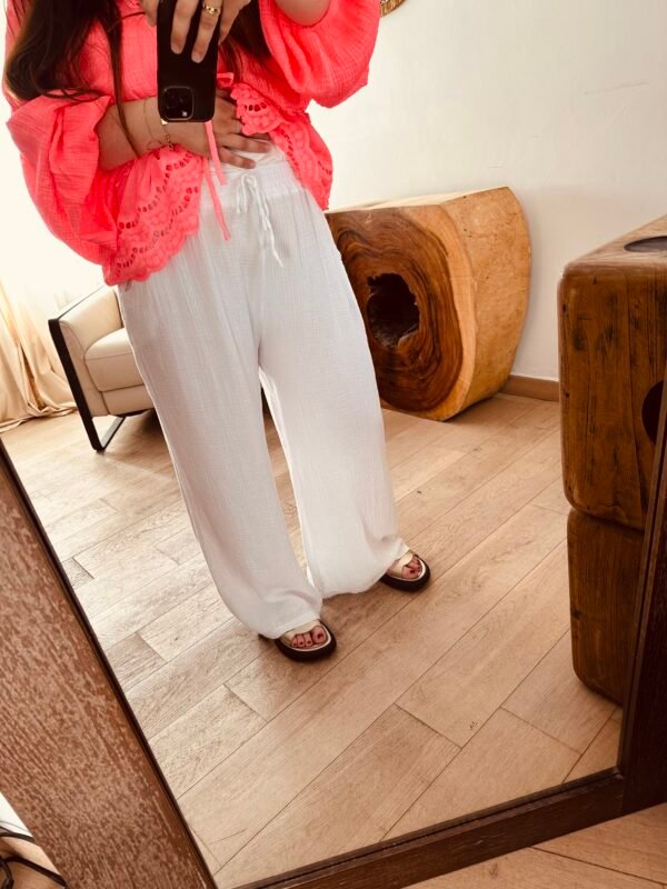 pantalon gaze de coton blanc grande taille femme curvy by romy