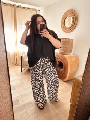 pantalon en gaze de coton leopard curvy by romy