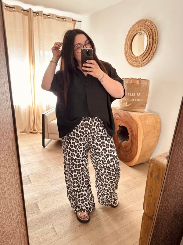 pantalon en gaze de coton leopard curvy by romy