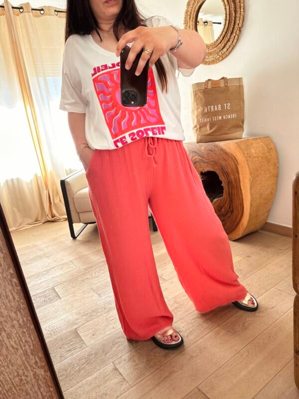 pantalon gaze de coton terracotta grande tailed femme curvy by romy