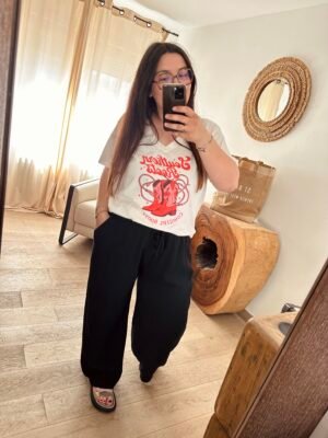 pantalon gaze de coton noir grande taille femme curvy by romy