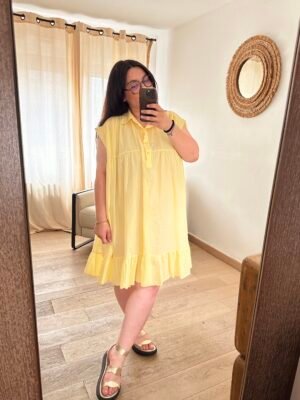 robe courte jaune grande taille femme curvy by romy