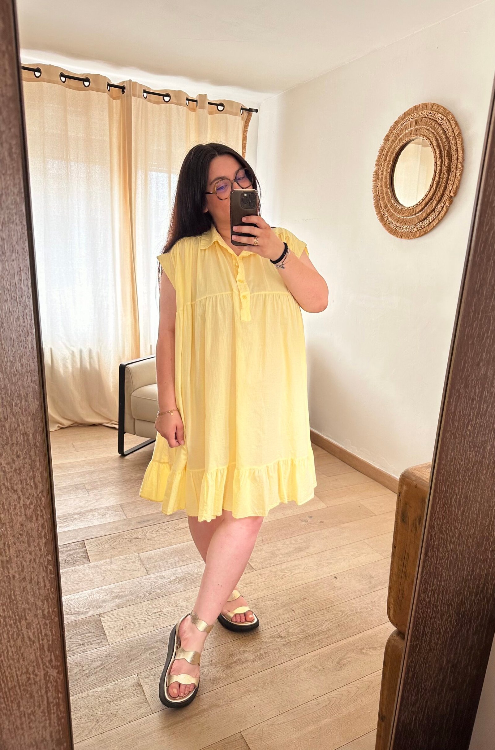 robe courte jaune grande taille femme curvy by romy