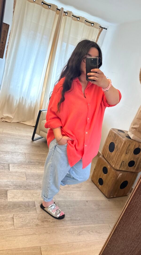 chemise en gaze de coton corail grande taille femme curvy by romy