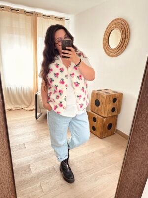 gilet sans m anches fleuri grande taille femme curvy by romy