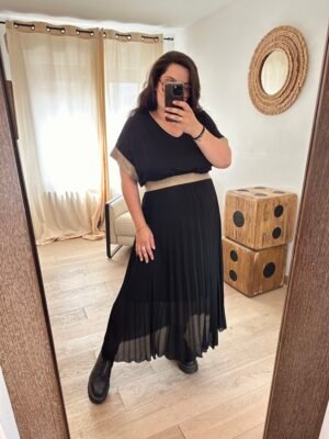jupe plissée noir grande taille femme curvy by romy