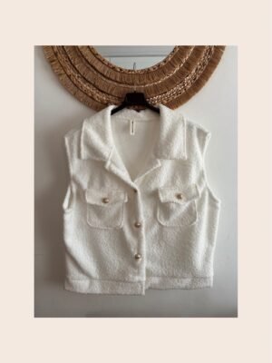 gilet sans manches avec bouton doré grande taille femme curvy by romy