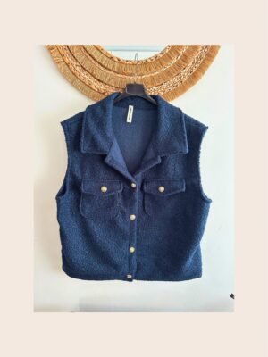 gilet sans manches avec bouton doré grande taille femme curvy by romy