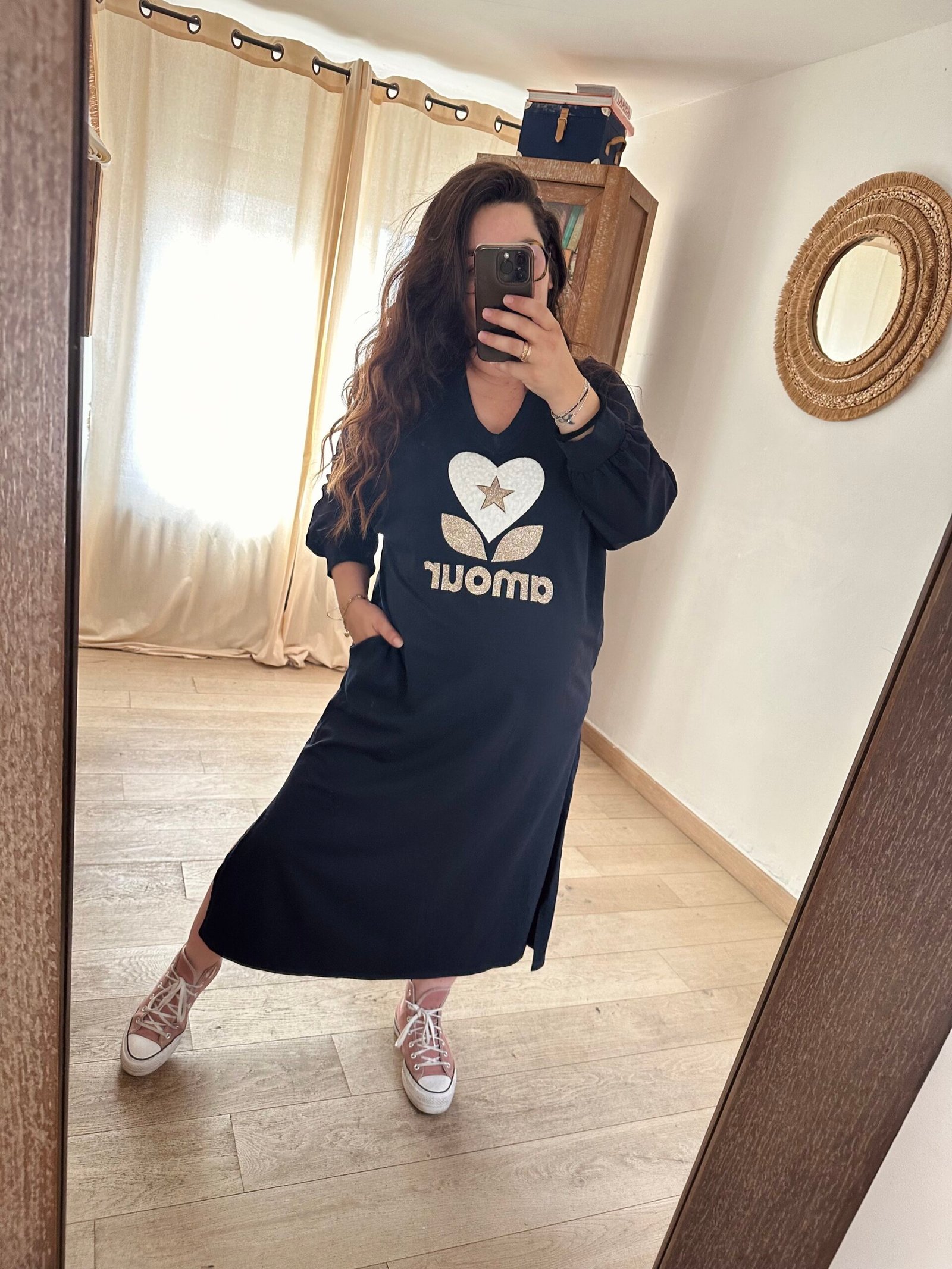 robe en sweat bleu marine grande taille femme curvy by romy