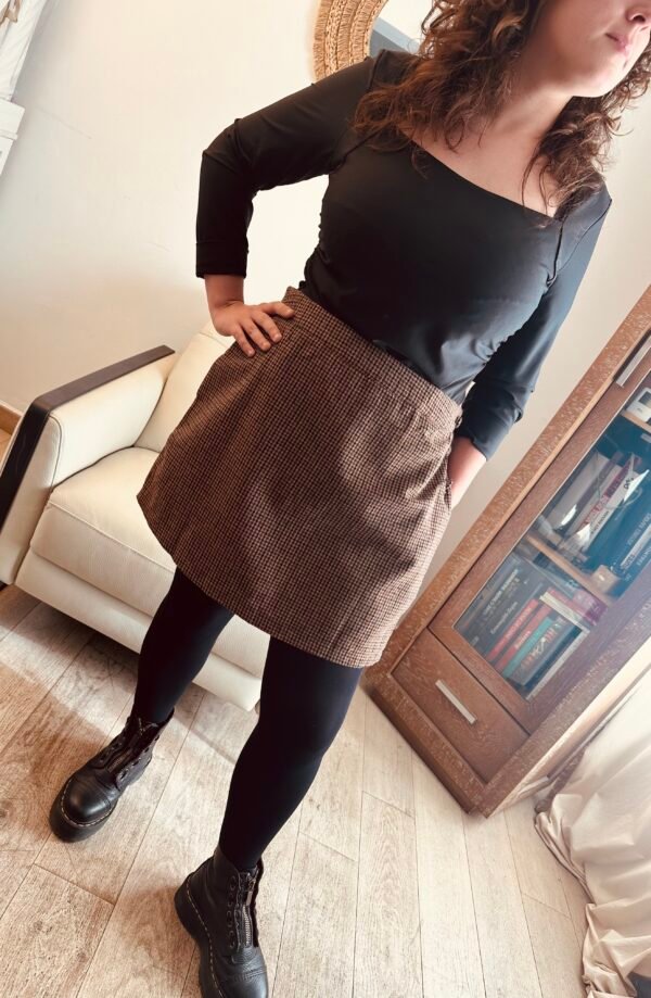 jupe short pied de poule grande taille femme curvy by romy