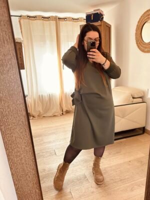 robe en sweat noeud kaki grande taille femme curvy by romy