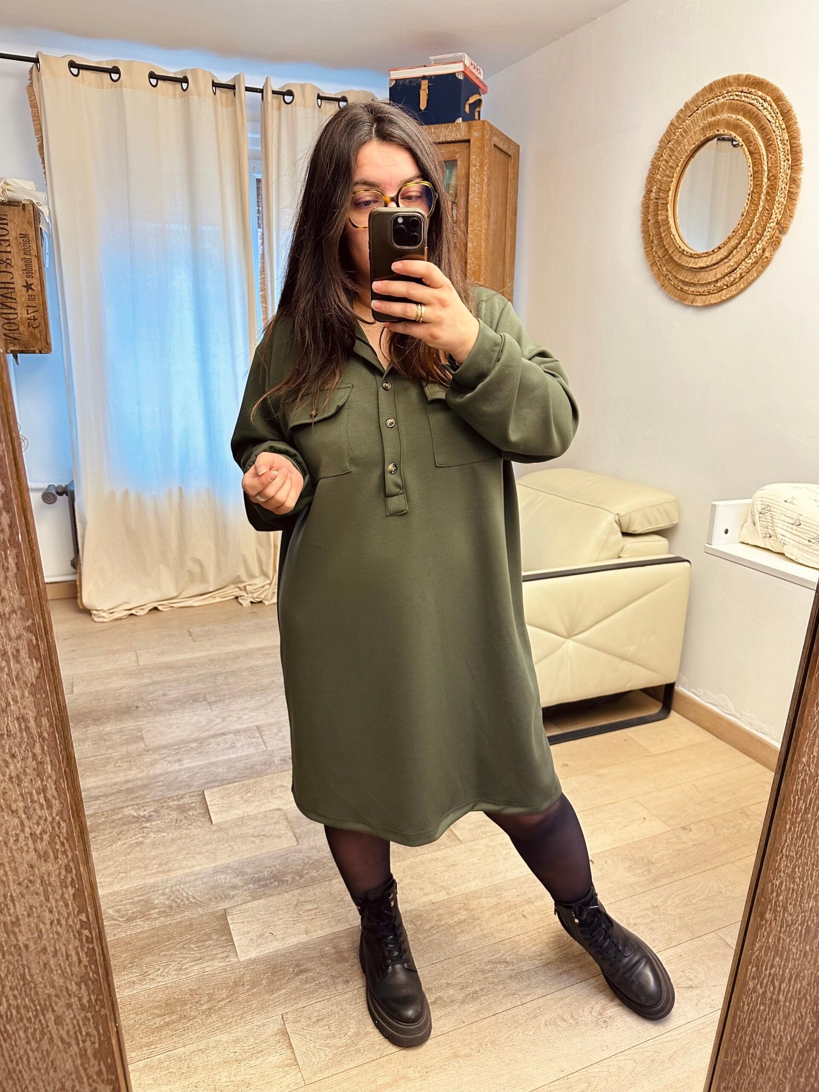 robe kaki grande taille femme curvy by romy