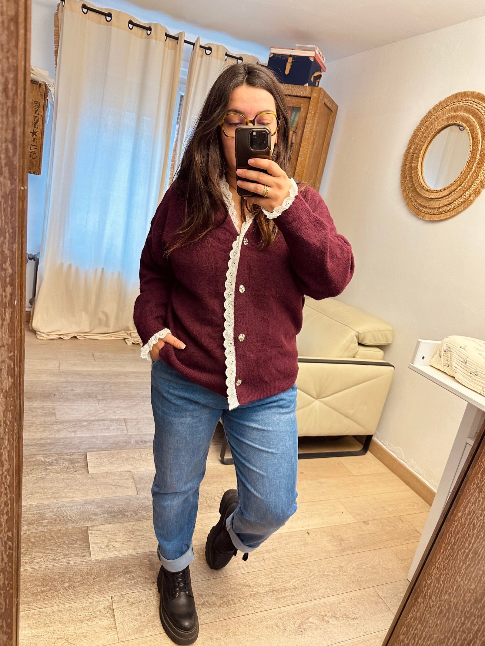 gilet bordeaux grenade taille femme curvy by romy