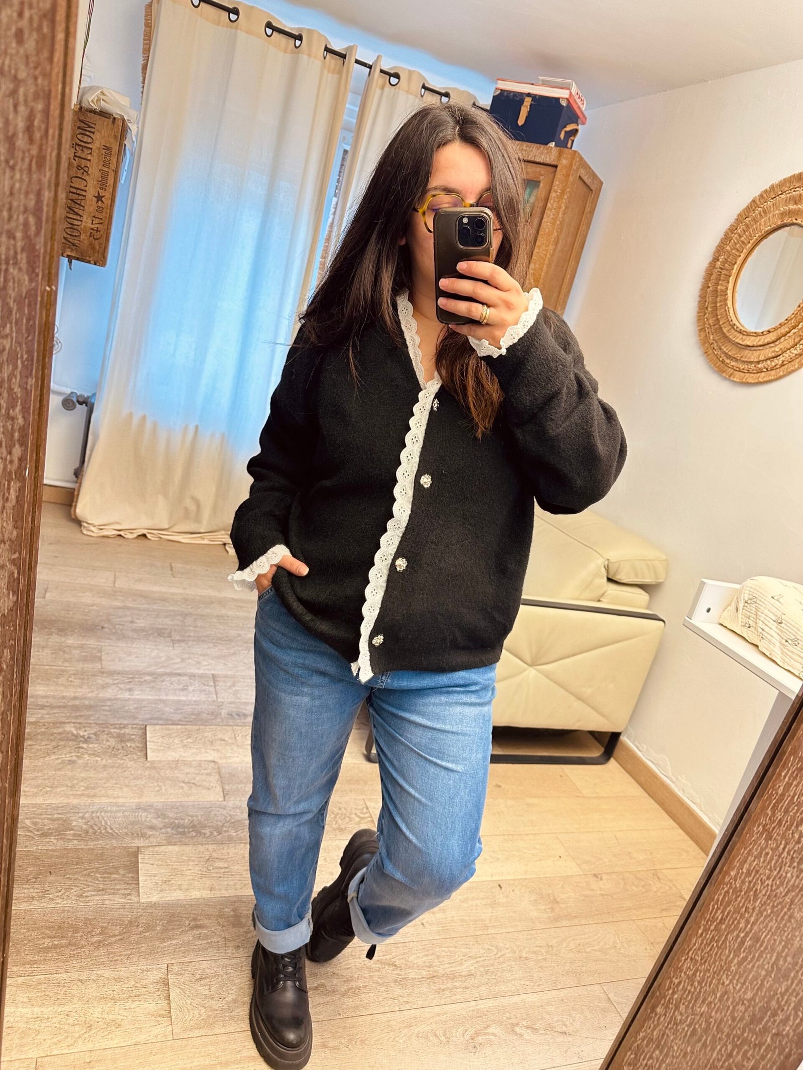 gilet dentelle noir grande taille femme curvy by romy