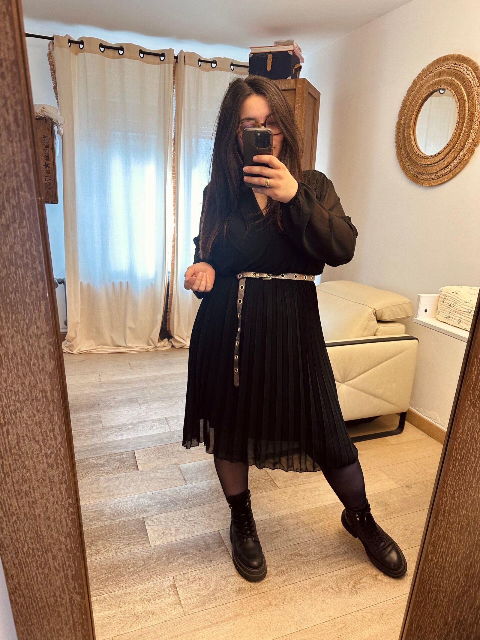 robe plissée noir grande taille femme curvy by romy