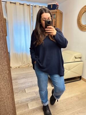 pull bleu marine grande taille femme curvy by romy