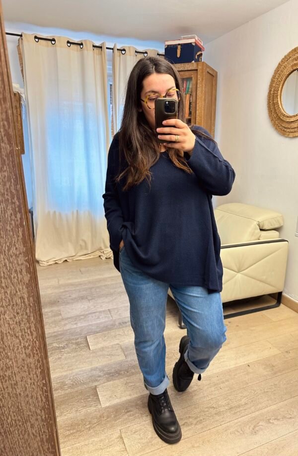 pull bleu marine grande taille femme curvy by romy