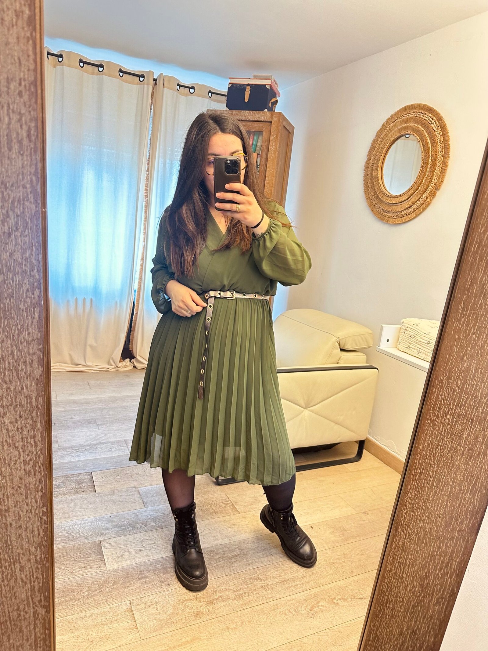 robe plissée kaki grande taille femme curvy by romy