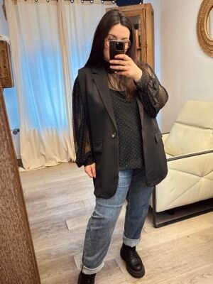 blazer noir sans ma niches grande taille femme curvy by romy