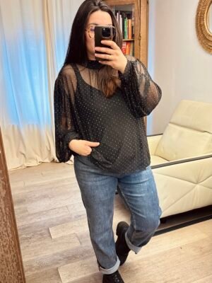 blouse en strass argentées grande taille femme curvy by romy