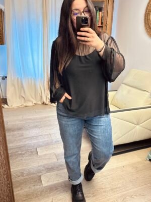 blouse strass noir grande taille femme curvy by romy