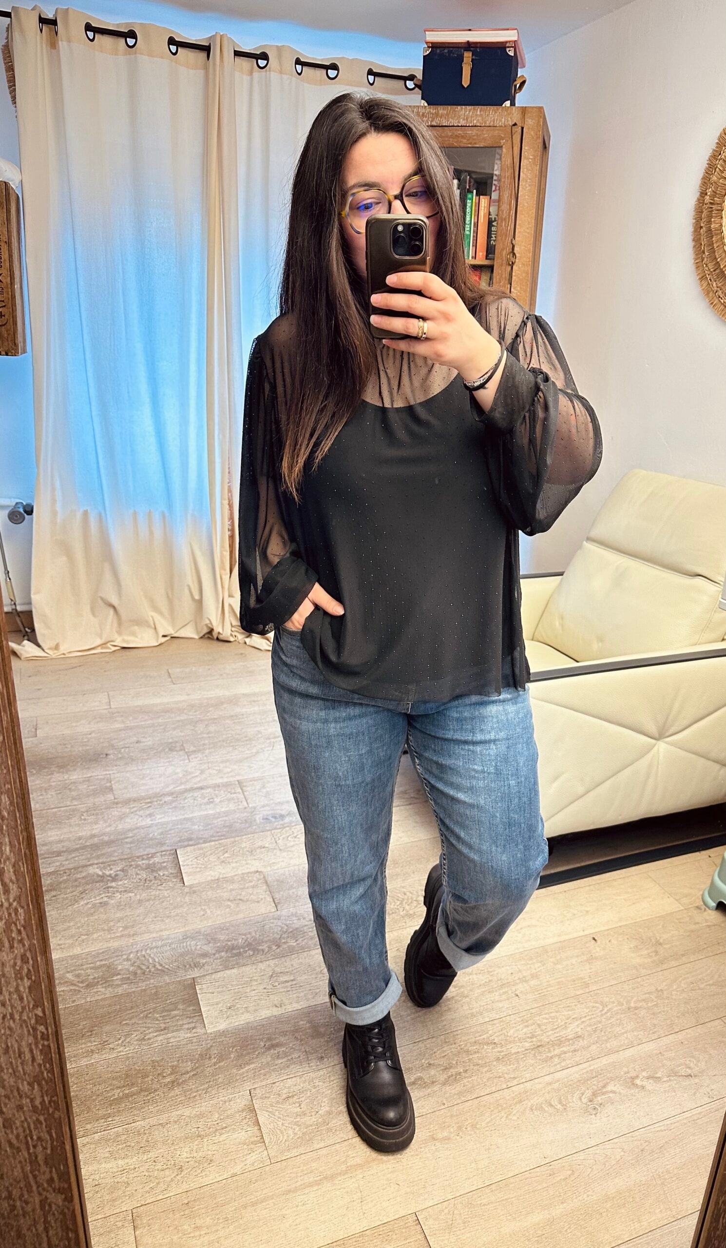 blouse strass noir grande taille femme curvy by romy