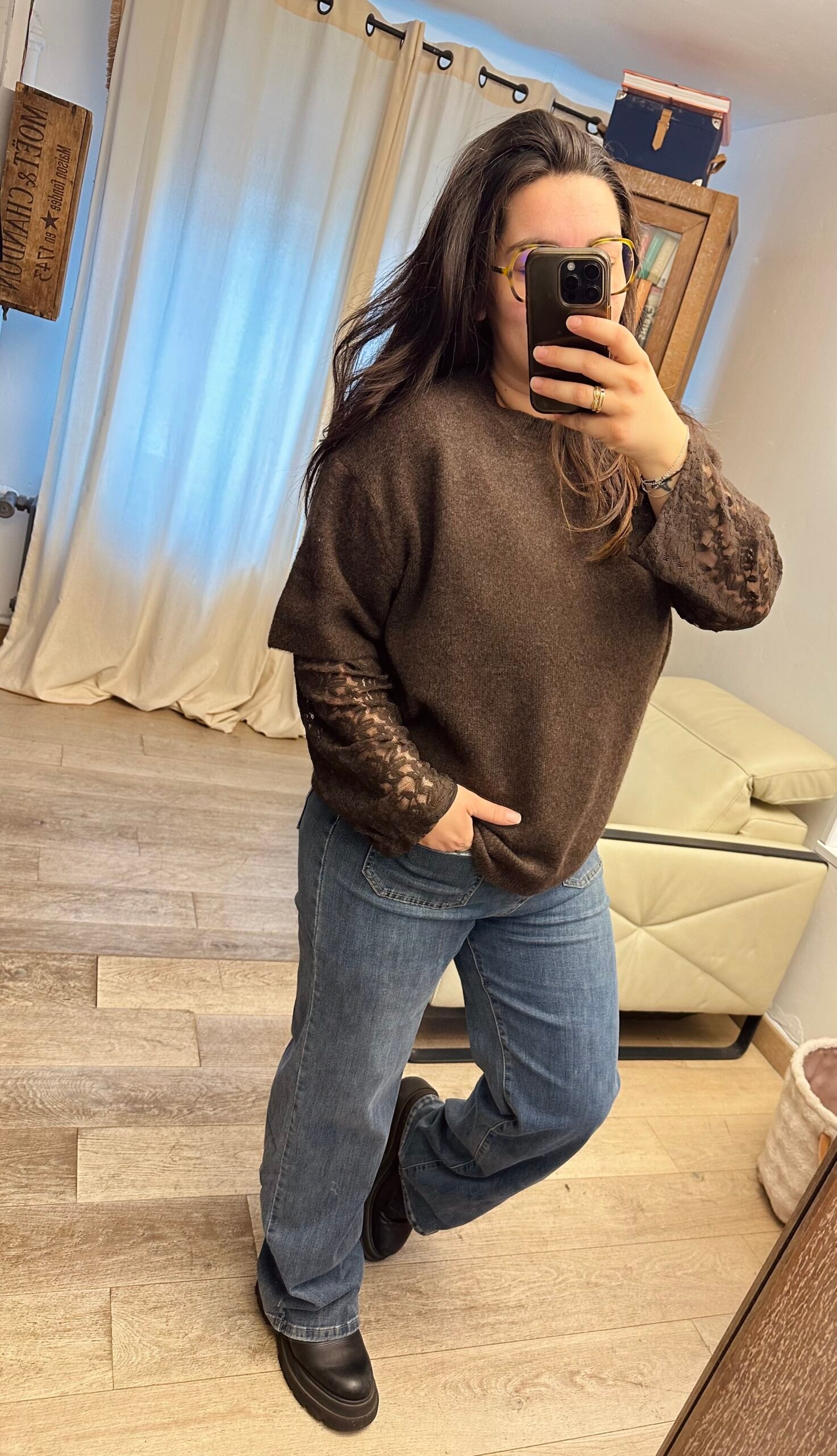 pull manches dentelles grande taille femme curvy by romy